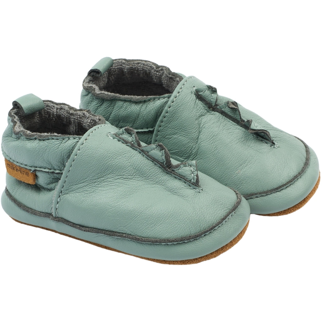 Mikk-Line Læder Hjemmesko (Ensfarvet) Slippers Green Milieu