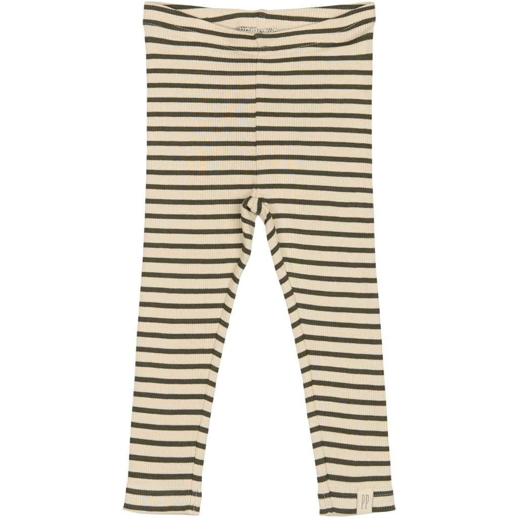 PETIT PIAO Legging Modal Striped Leggings Green leaf/off white