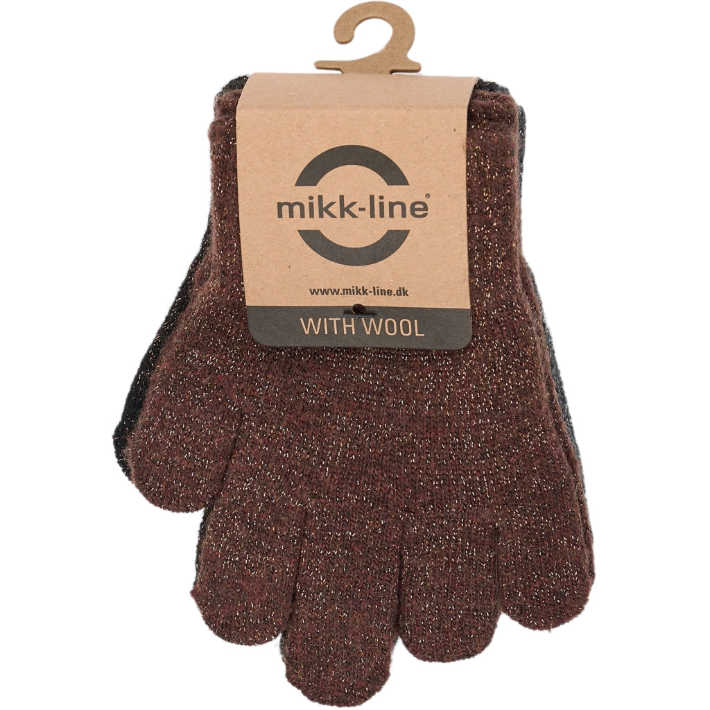 Mikk-Line MAGIC Strik Handsker Glitter 3-Pak Accessories French Roast-Black-Antrazite