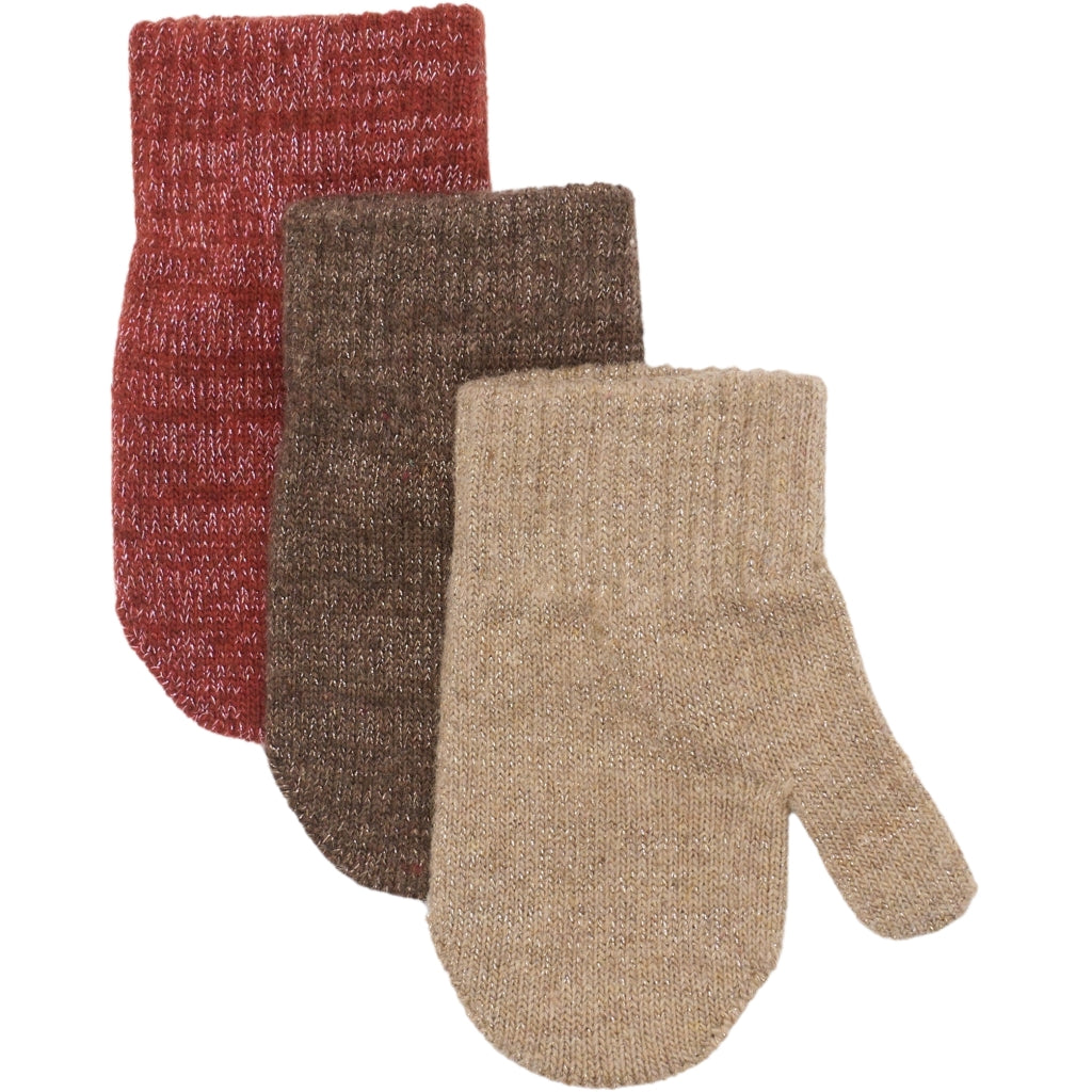 Mikk-Line MAGIC Strik Vanter Glitter 3-Pak Accessories Apple Butter-Chocolate Chip-Doeskin