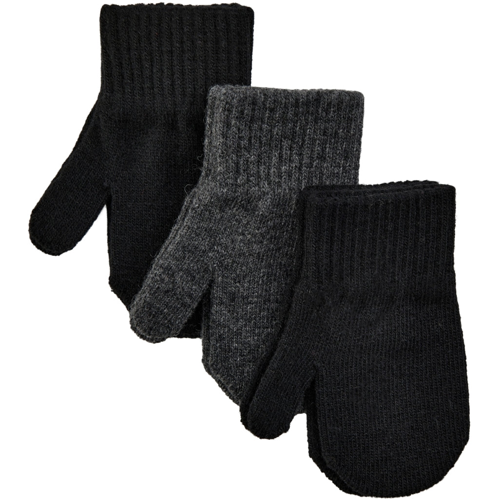 Mikk-Line MAGIC Strikkede Vanter 3 Pak Accessories Black-Antrazite-Black