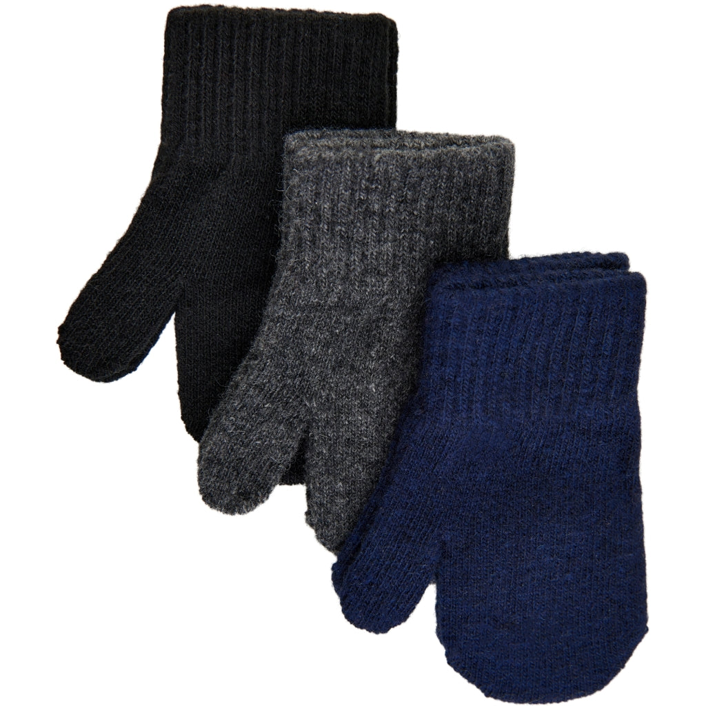 Mikk-Line MAGIC Strikkede Vanter 3 Pak Accessories Bluenights/Antrazite/Black pack