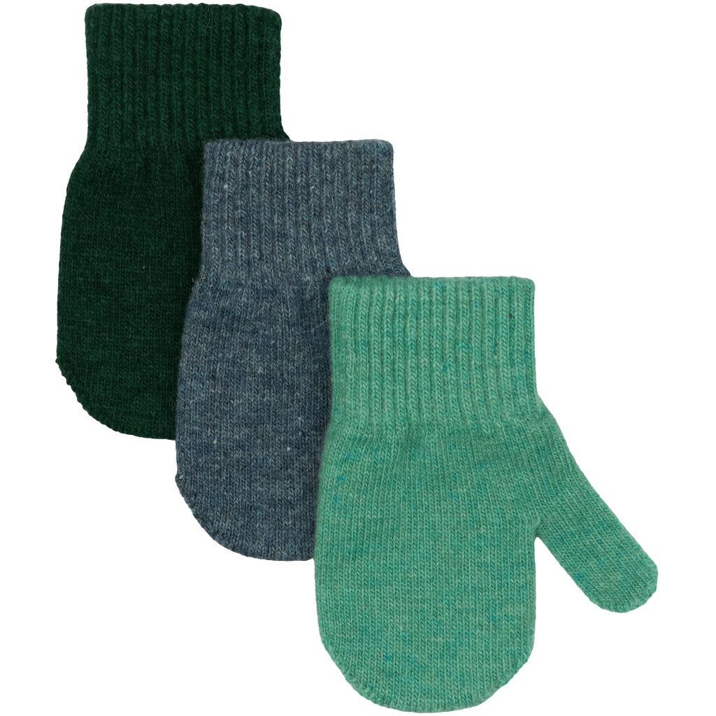 Mikk-Line MAGIC Strikkede Vanter 3 Pak Accessories Darkest Sprouse-Faded Denim-Balsam Green
