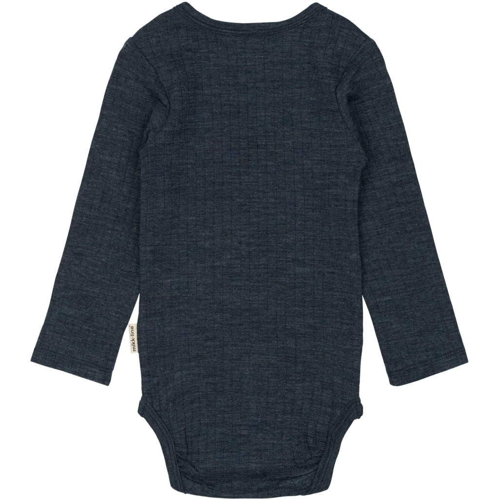 Mikk-Line Merino Wool LS Body Uld Melange Blue Nights