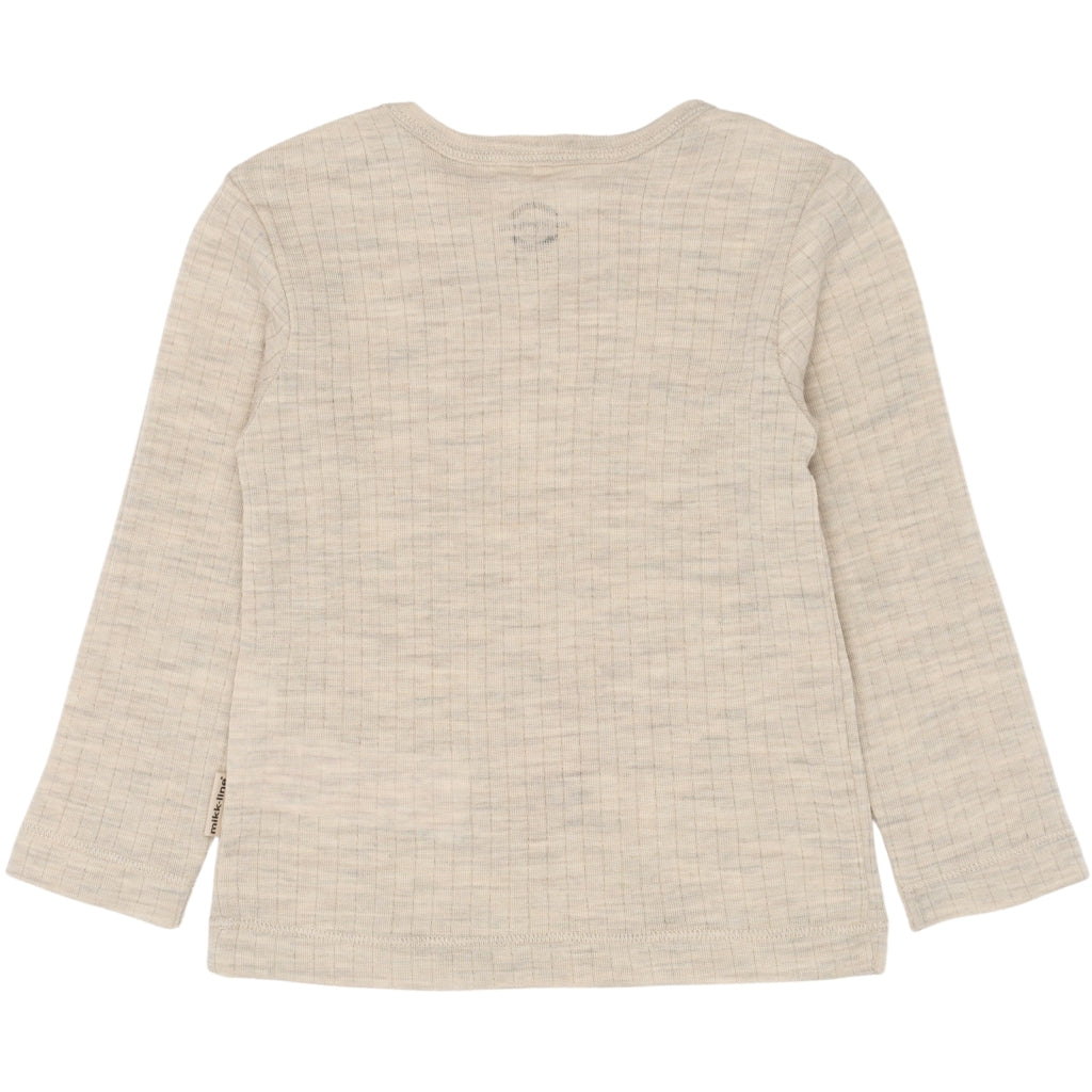Mikk-Line Merino Wool LS Top Uld Melange Offwhite
