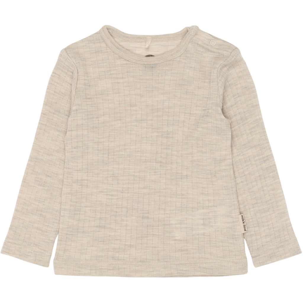 Mikk-Line Merino Wool LS Top Uld Melange Offwhite