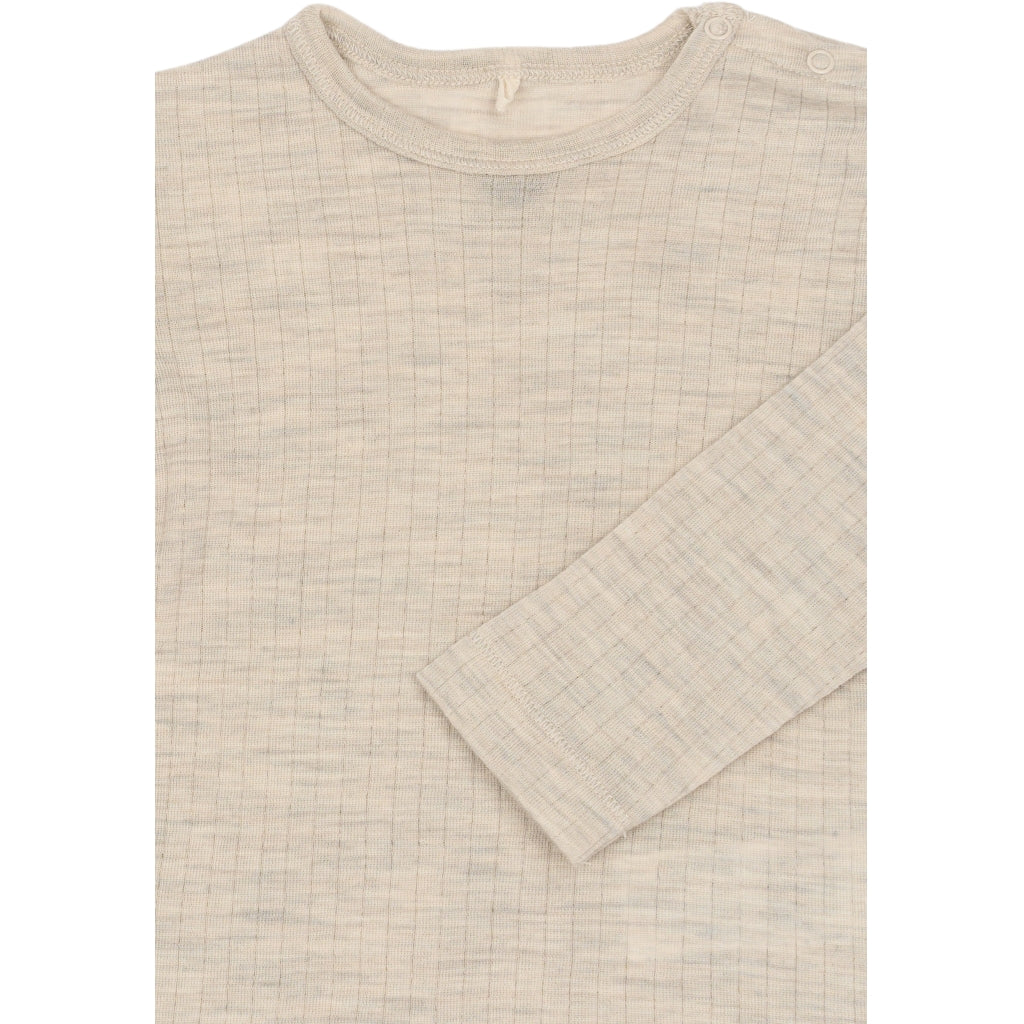 Mikk-Line Merino Wool LS Top Uld Melange Offwhite