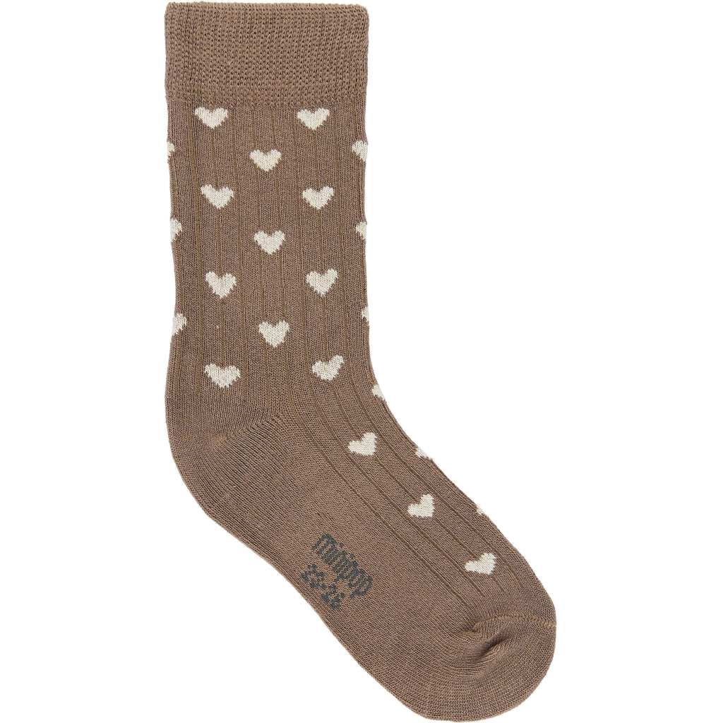 MINIPOP MiniPop® Bamboo Heart Socks Socks Chocolade Brown/Off White