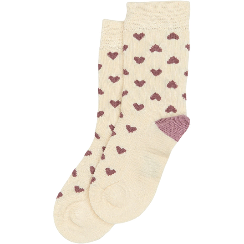 MINIPOP MiniPop® Bamboo Heart Socks Socks Off White/Pale Pink