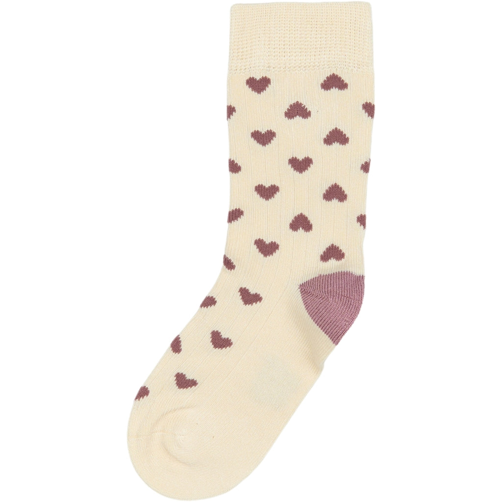 MINIPOP MiniPop® Bamboo Heart Socks Socks Off White/Pale Pink