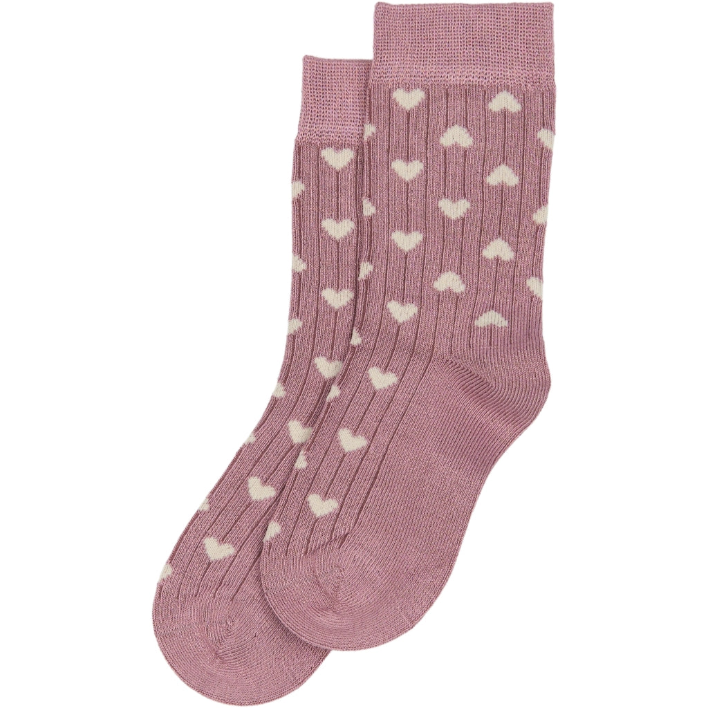 MINIPOP MiniPop® Bamboo Heart Socks Socks Pale Pink/Off White