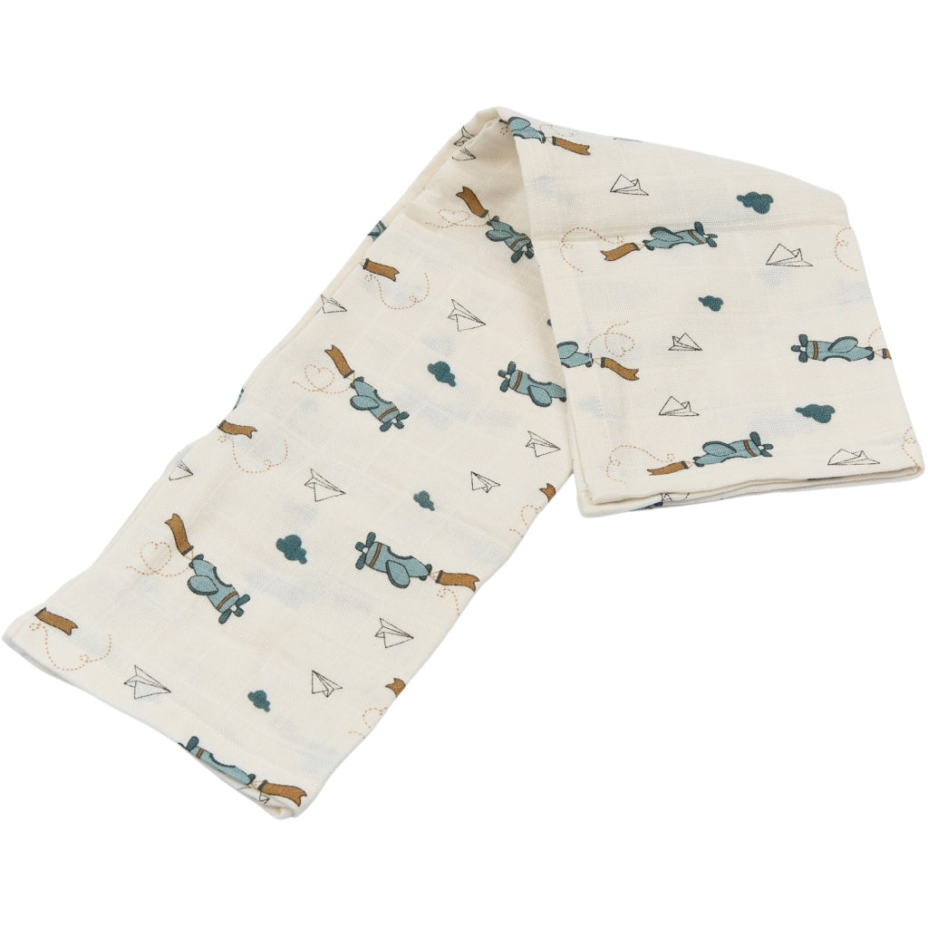 Fabelab Muslin Cloth 4-pack - Air Plane Blue Swaddles & Muslin Cloths Goblin Blue