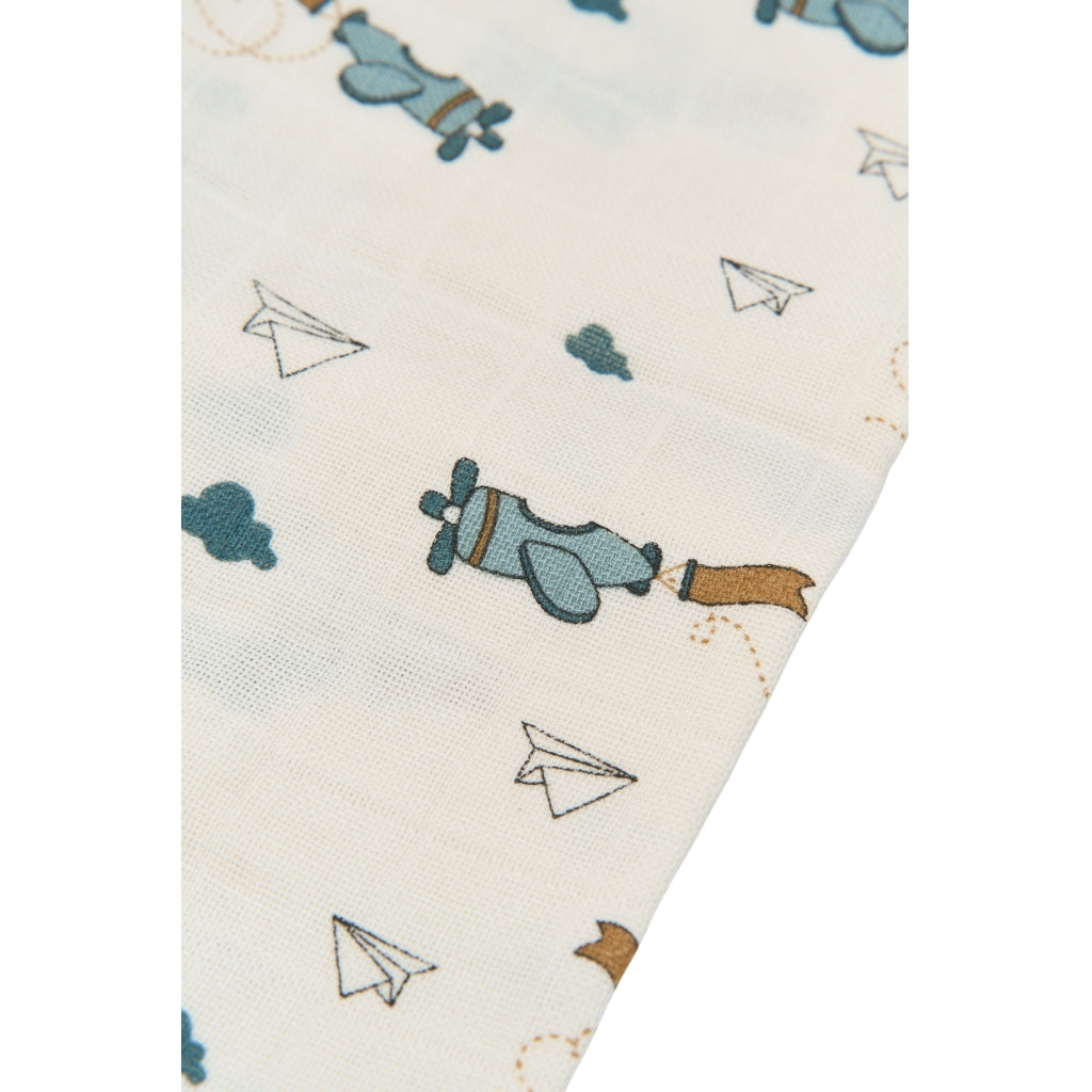 Fabelab Muslin Cloth 4-pack - Air Plane Blue Swaddles & Muslin Cloths Goblin Blue