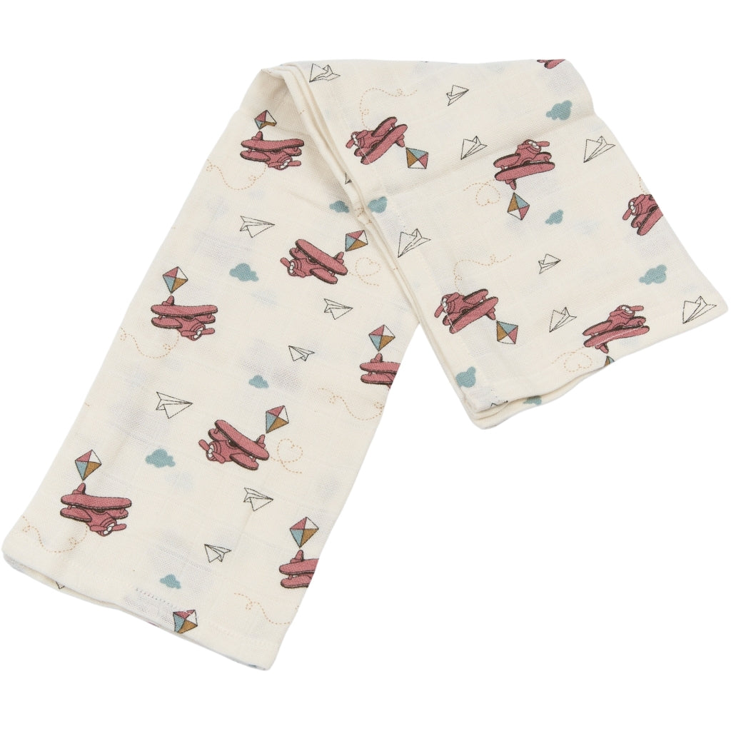 Fabelab Muslin Cloth 4-pack - Air Plane Rose Swaddles & Muslin Cloths Ash Rose