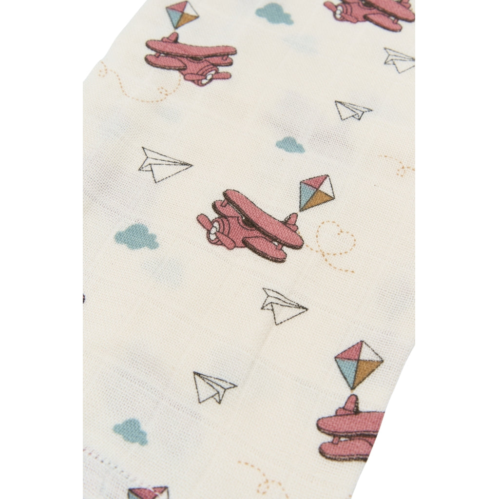 Fabelab Muslin Cloth 4-pack - Air Plane Rose Swaddles & Muslin Cloths Ash Rose