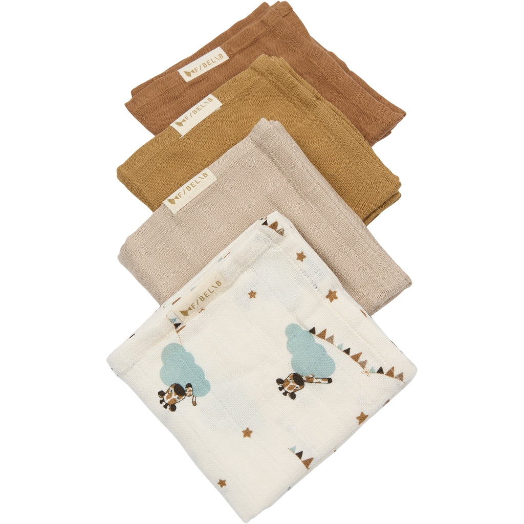 Fabelab Muslin Cloth 4-pack - Giraffe On The Air Swaddles & Muslin Cloths Wood Thrush