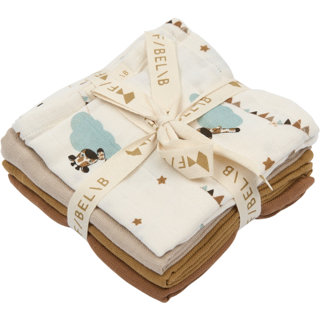 Fabelab Muslin Cloth 4-pack - Giraffe On The Air Swaddles & Muslin Cloths Wood Thrush