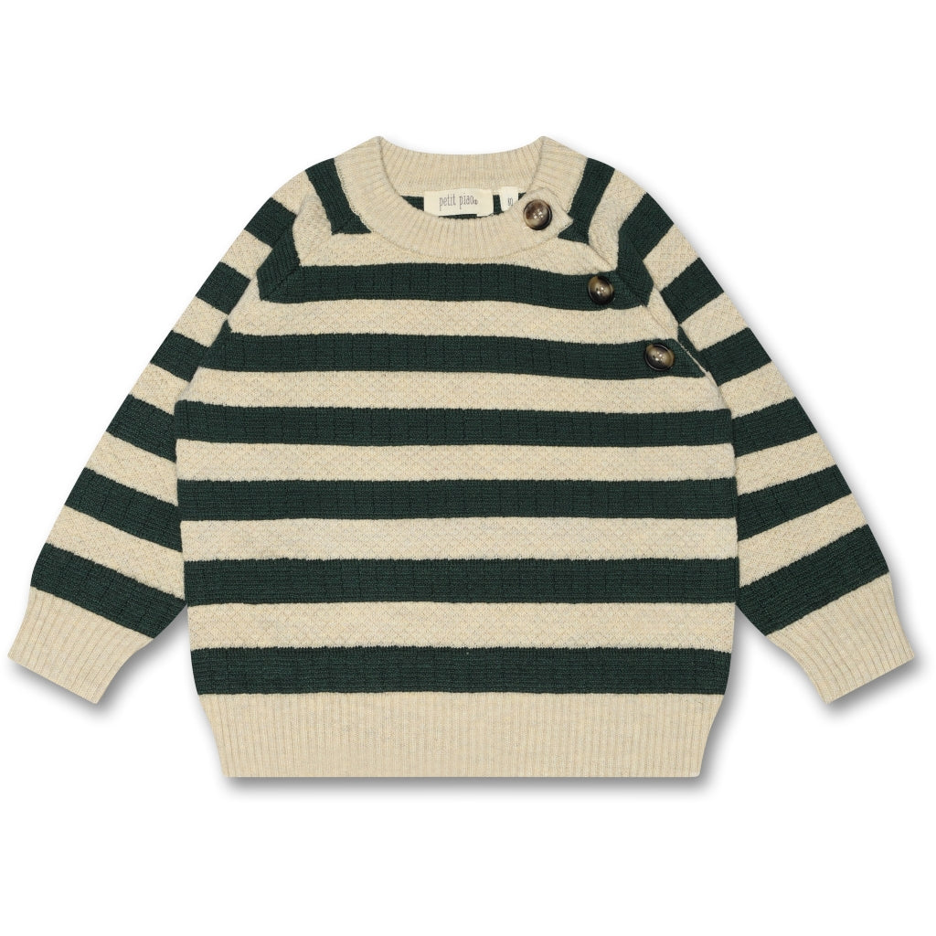 PETIT PIAO O-Neck Knit Light Sweater Cardigan GREEN