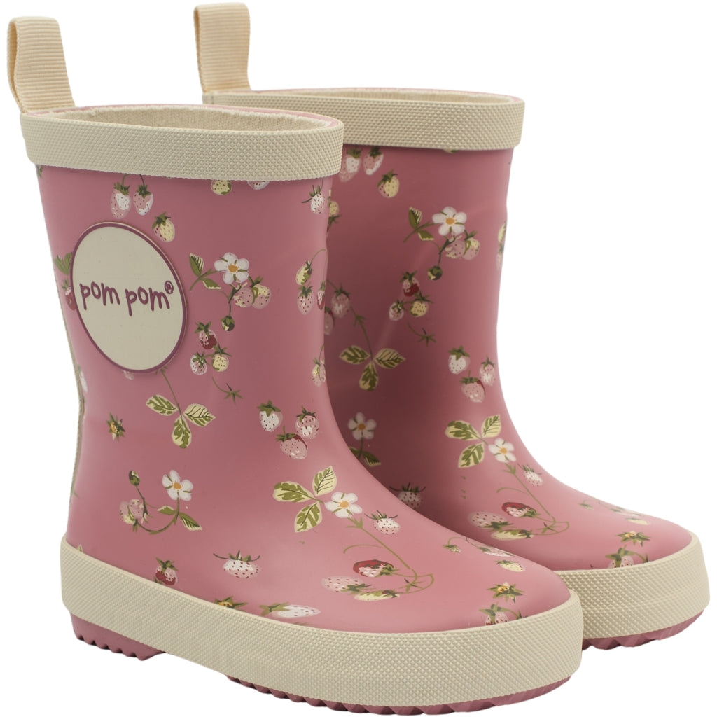 POM POM PMBliss Gumboots AOP Rubber Boots Dusty Rose Strawberry AOP