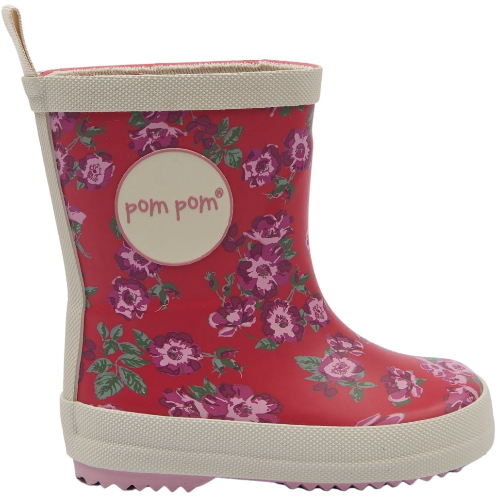 POM POM PMBliss Gumboots AOP Rubber Boots Haute Red Rosehip AOP