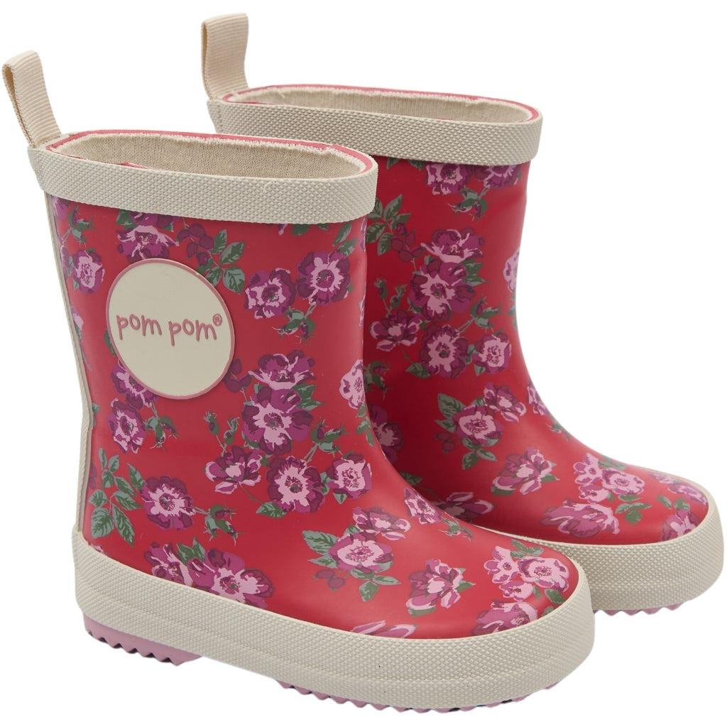 POM POM PMBliss Gumboots AOP Rubber Boots Haute Red Rosehip AOP