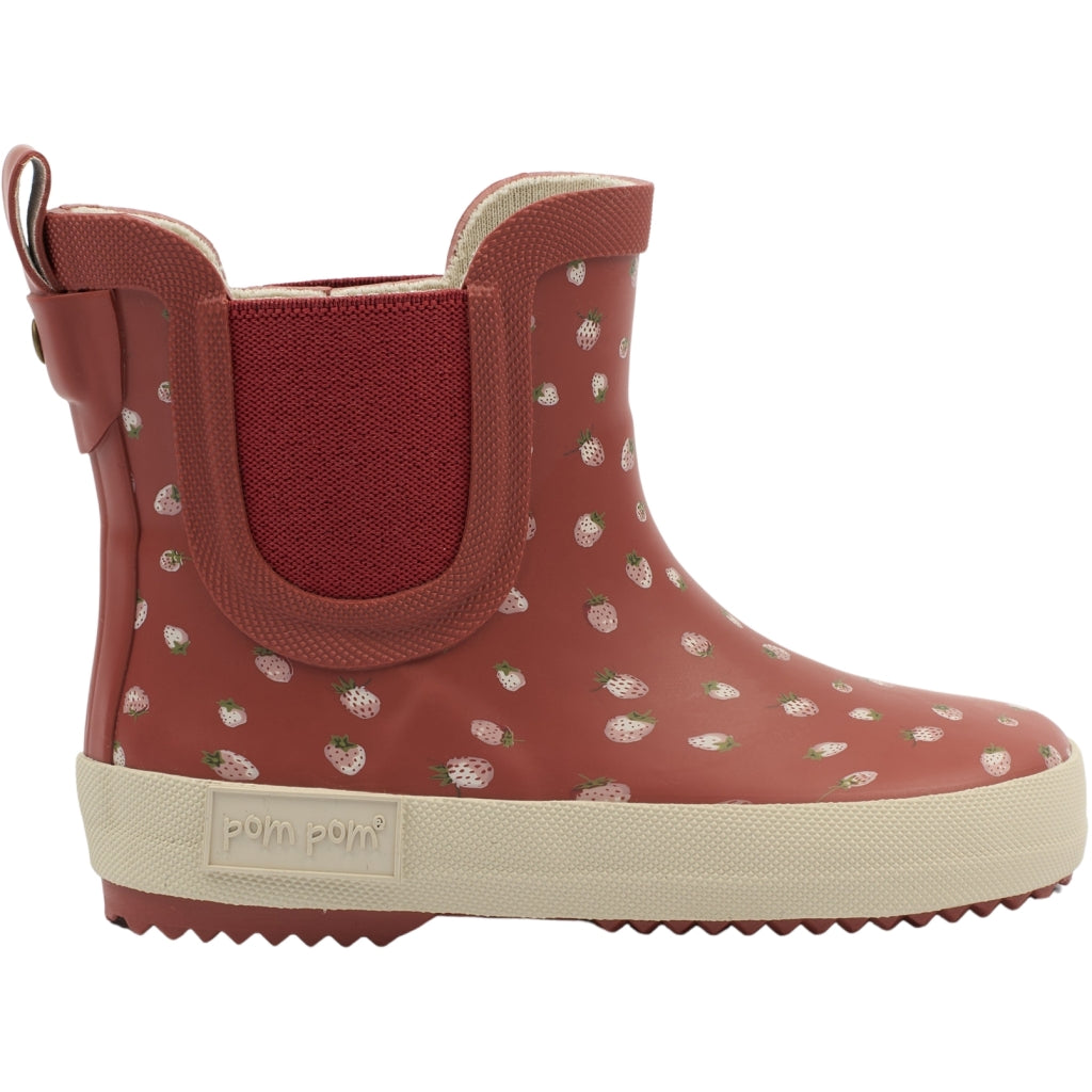POM POM PMLook Gumboots Ankle Rubber Boots Strawberry Dot