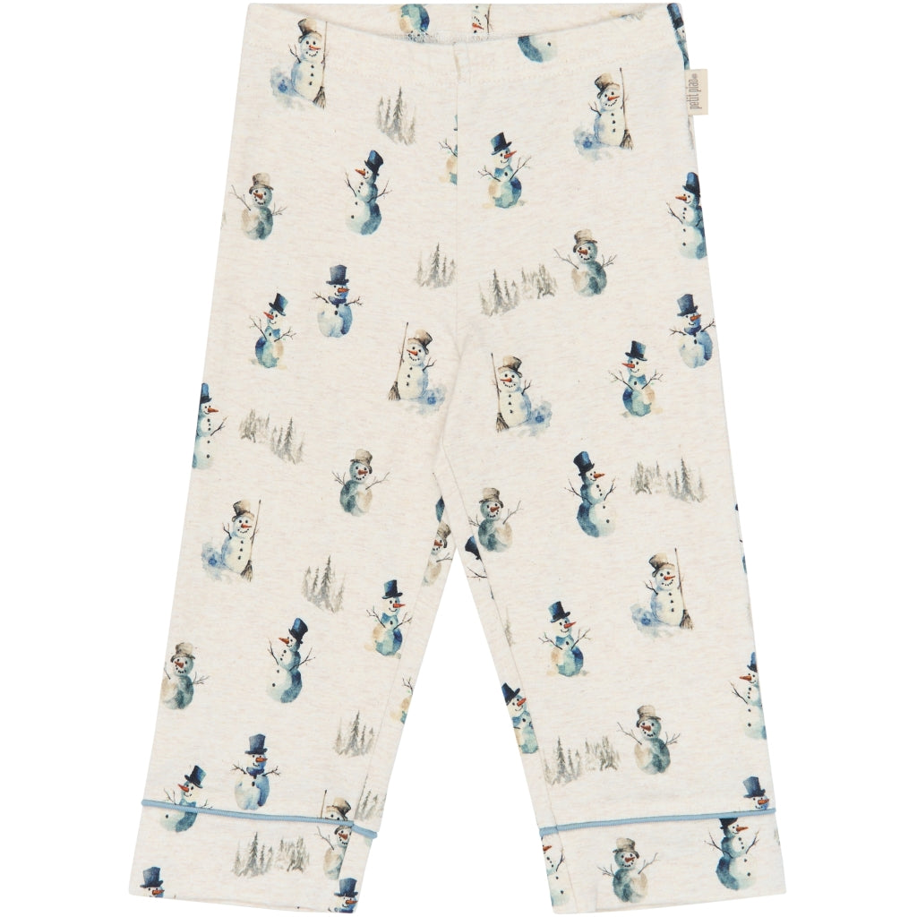 PETIT PIAO PPBlizz Boys Pyjamas Set Langærmet bluse Eggnog Melange Snowman AOP