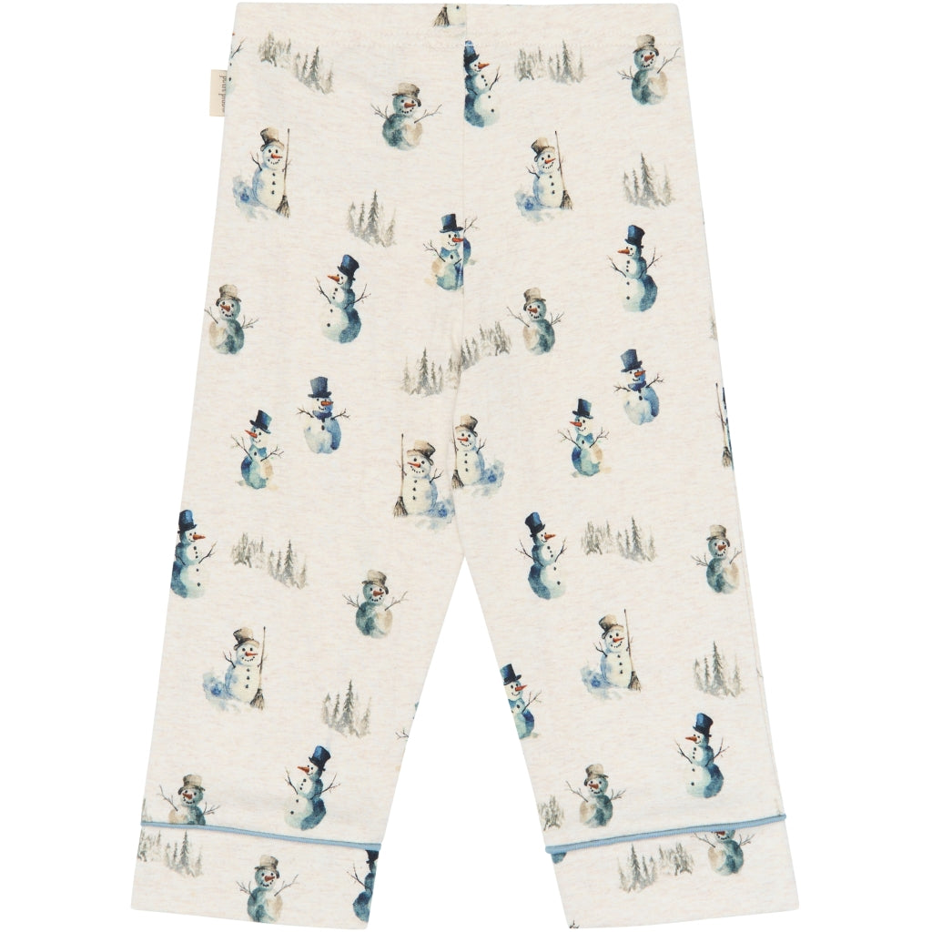 PETIT PIAO PPBlizz Boys Pyjamas Set Langærmet bluse Eggnog Melange Snowman AOP