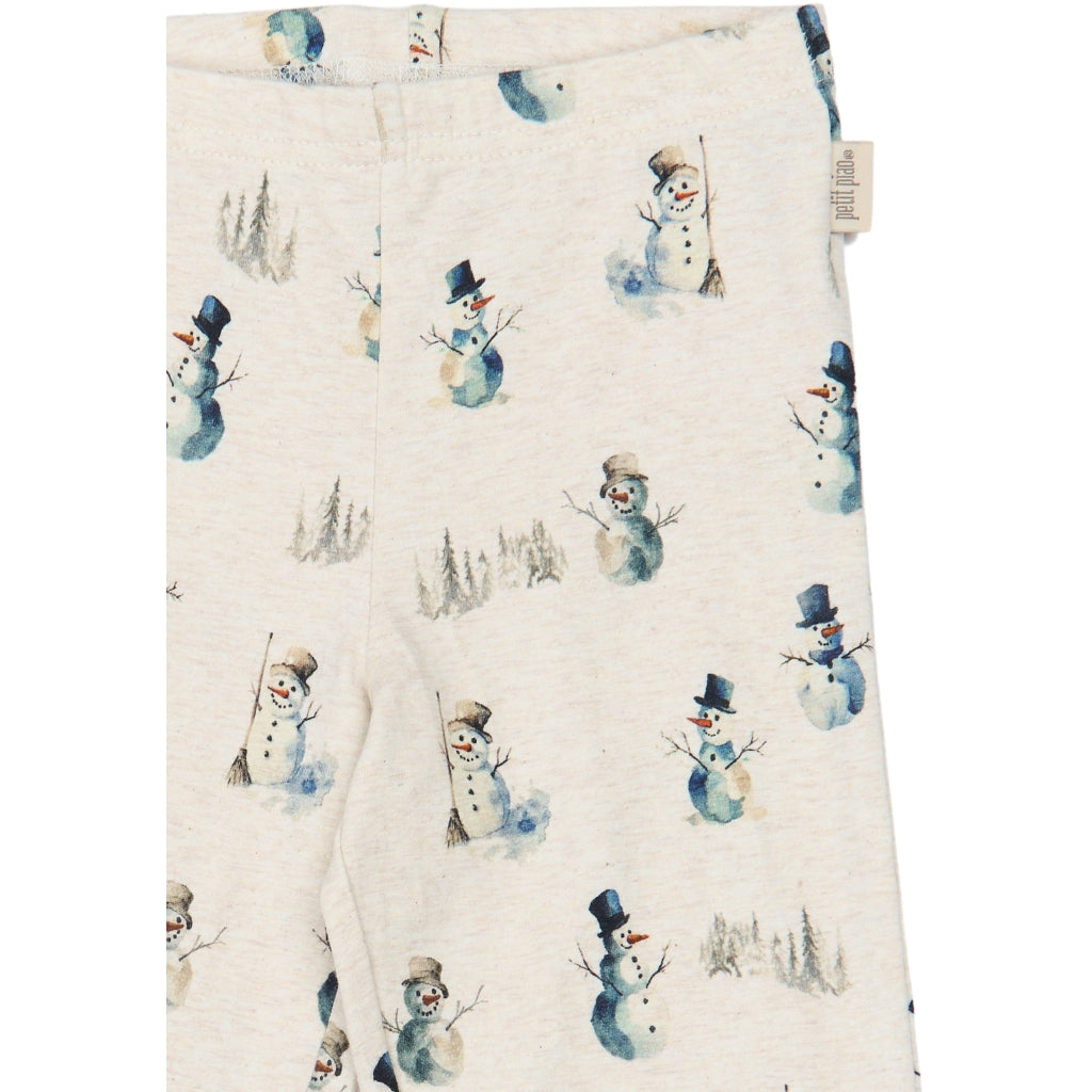 PETIT PIAO PPBlizz Boys Pyjamas Set Langærmet bluse Eggnog Melange Snowman AOP
