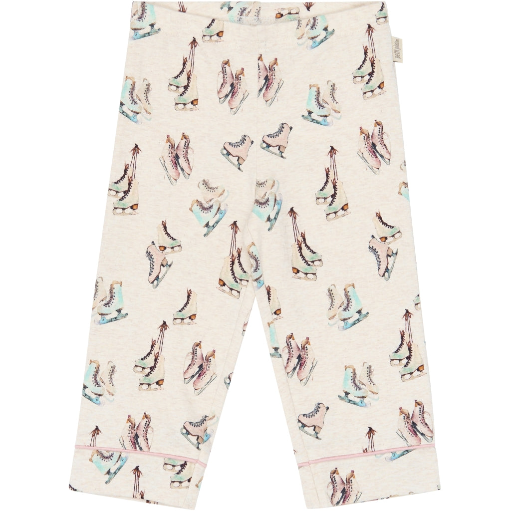 PETIT PIAO PPBlizz Girls Pyjamas Set Langærmet bluse Eggnog Melange Ice Skate AOP