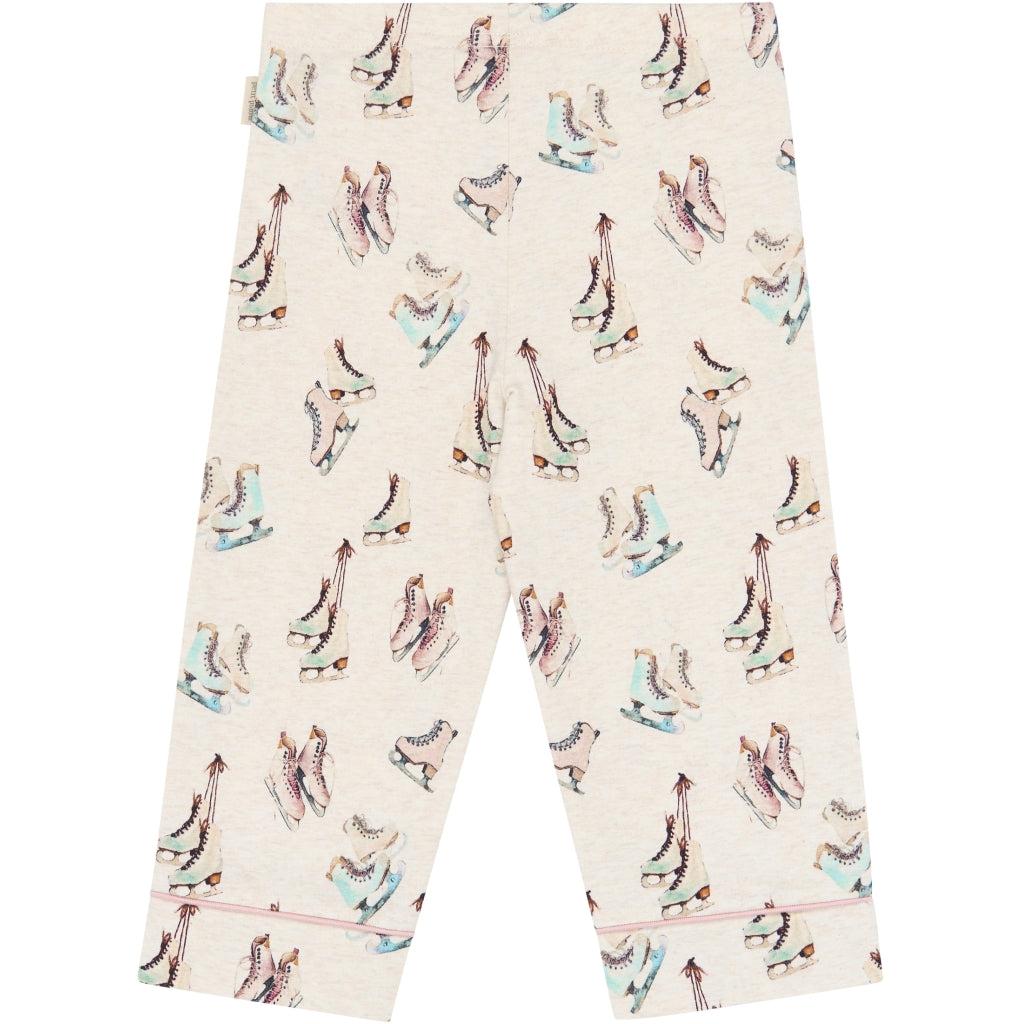 PETIT PIAO PPBlizz Girls Pyjamas Set Langærmet bluse Eggnog Melange Ice Skate AOP