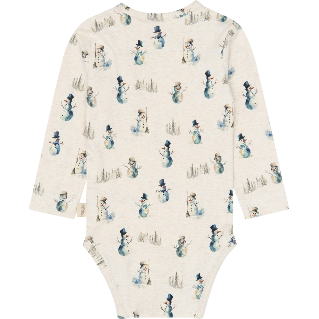 PETIT PIAO PPBlizz L_S Body Bodystockings Eggnog Melange Snowman AOP