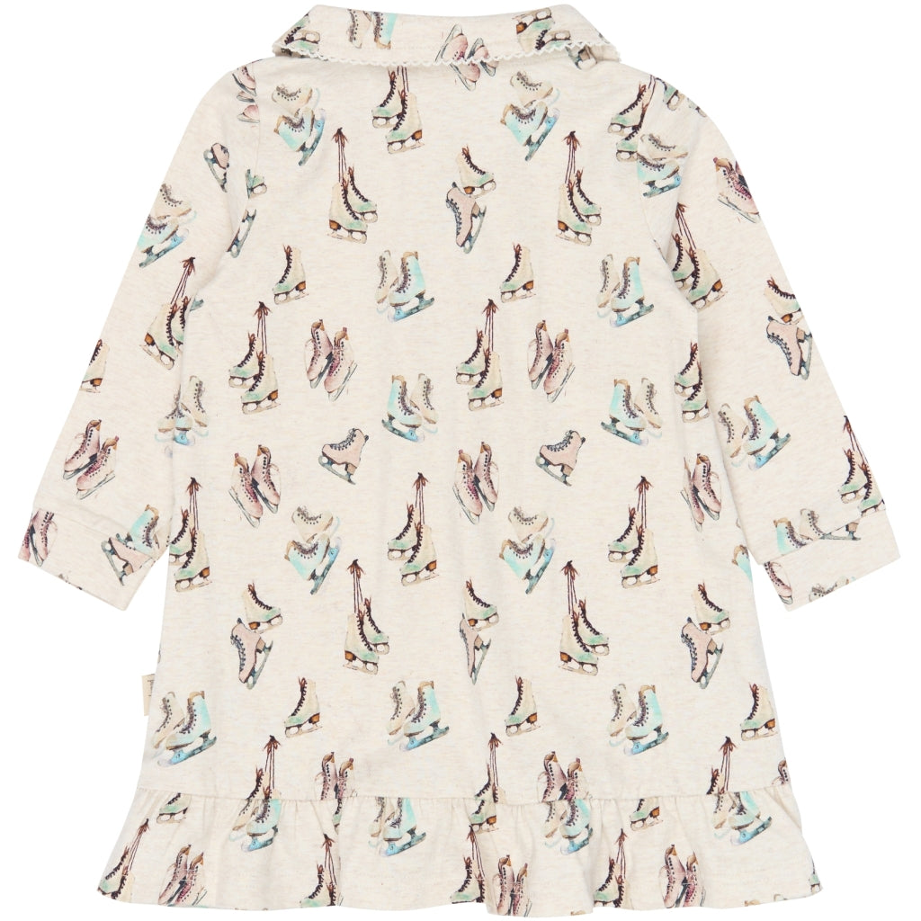 PETIT PIAO PPBlizz L_S Dress Kjoler Eggnog Melange Ice Skate AOP
