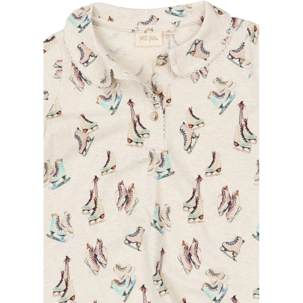 PETIT PIAO PPBlizz L_S Dress Kjoler Eggnog Melange Ice Skate AOP