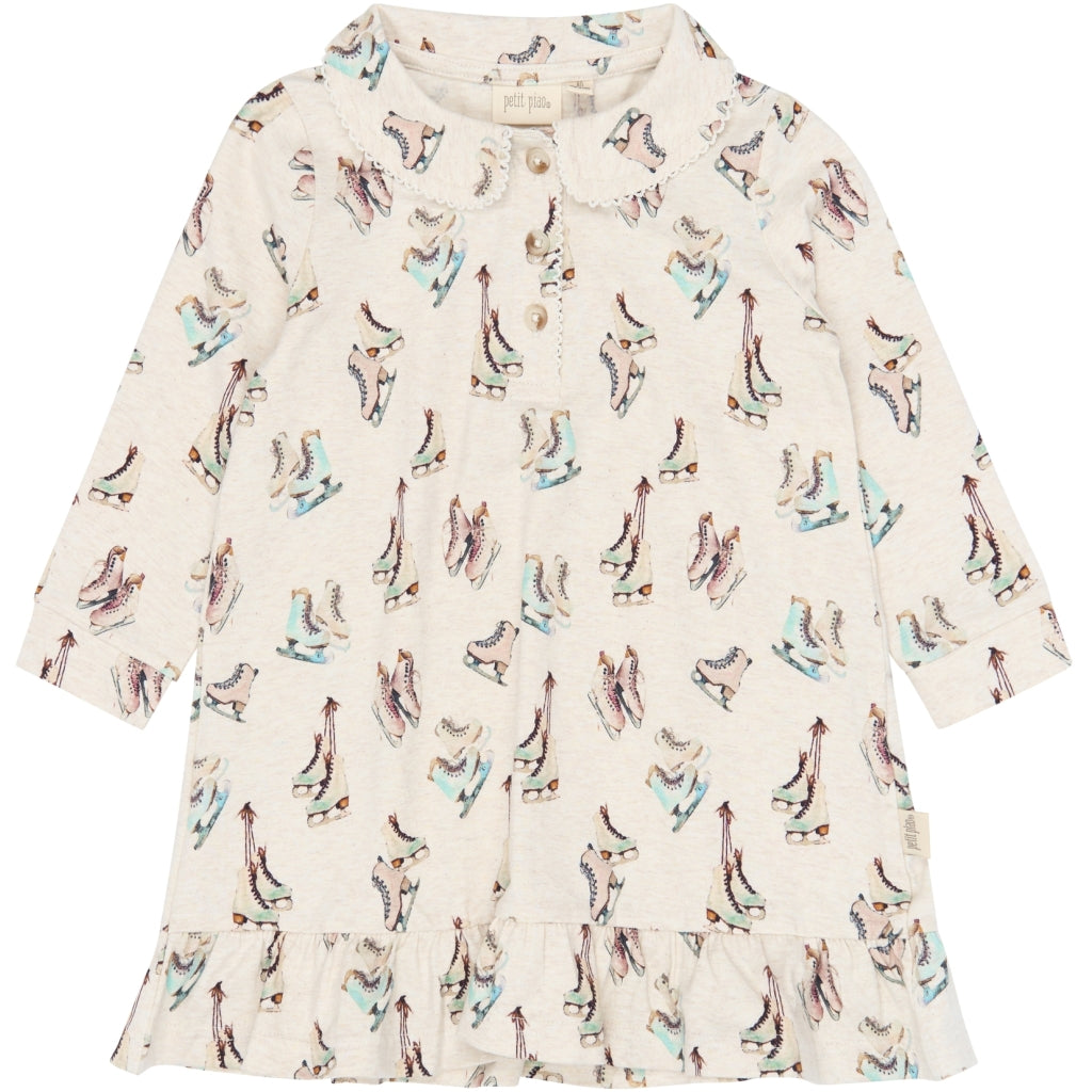 PETIT PIAO PPBlizz L_S Dress Kjoler Eggnog Melange Ice Skate AOP