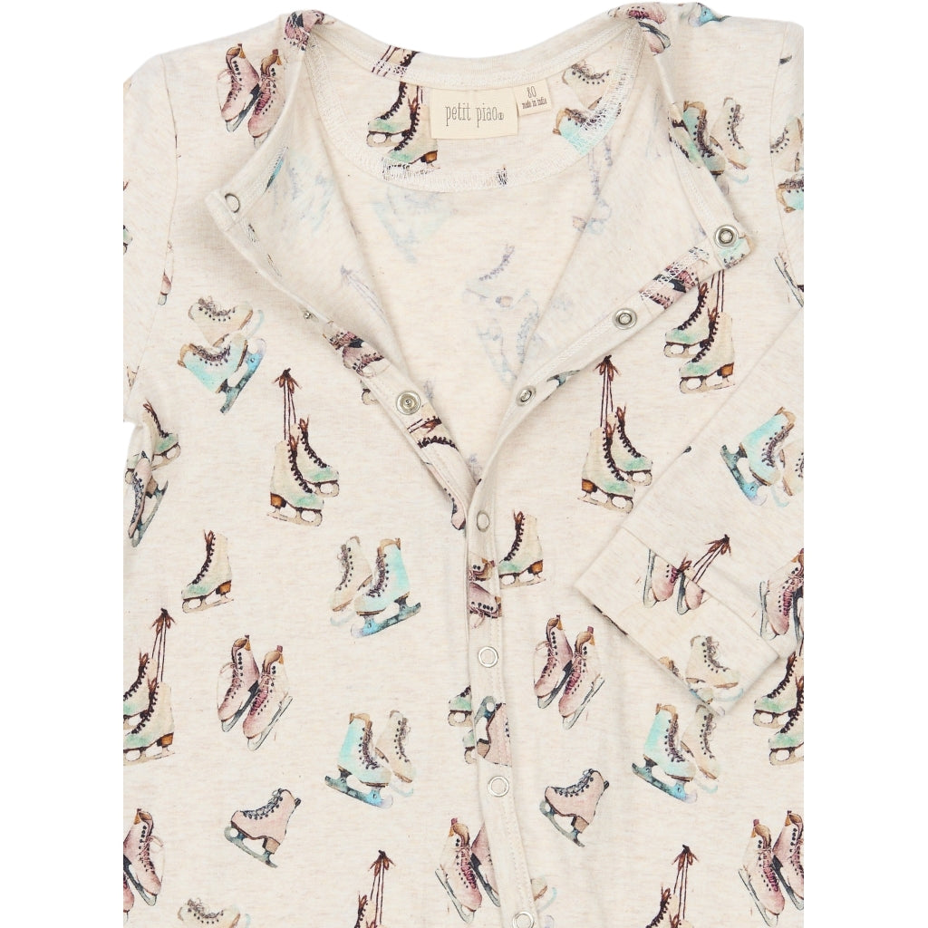 PETIT PIAO PPBlizz L_S Jumpsuit Heldragter Eggnog Melange Ice Skate AOP