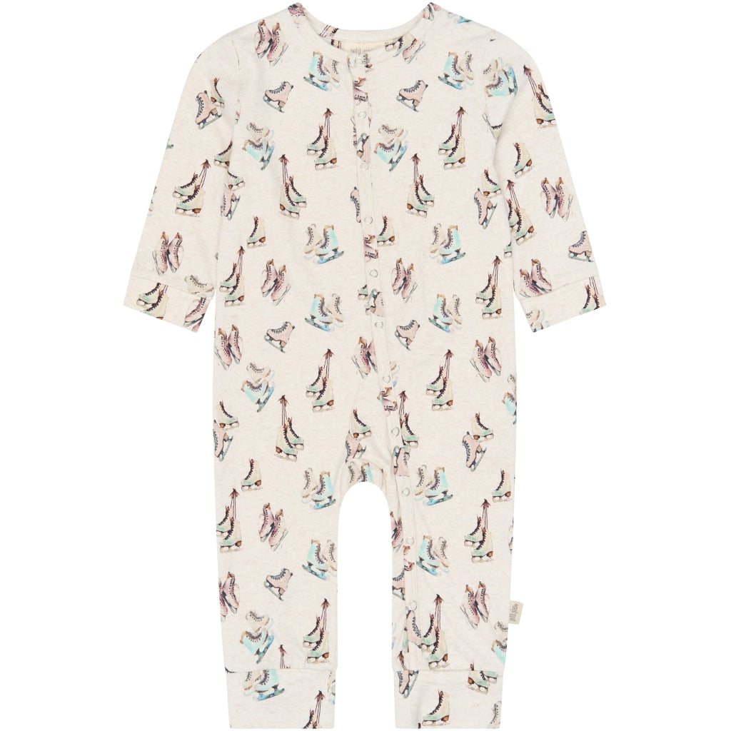 PETIT PIAO PPBlizz L_S Jumpsuit Heldragter Eggnog Melange Ice Skate AOP