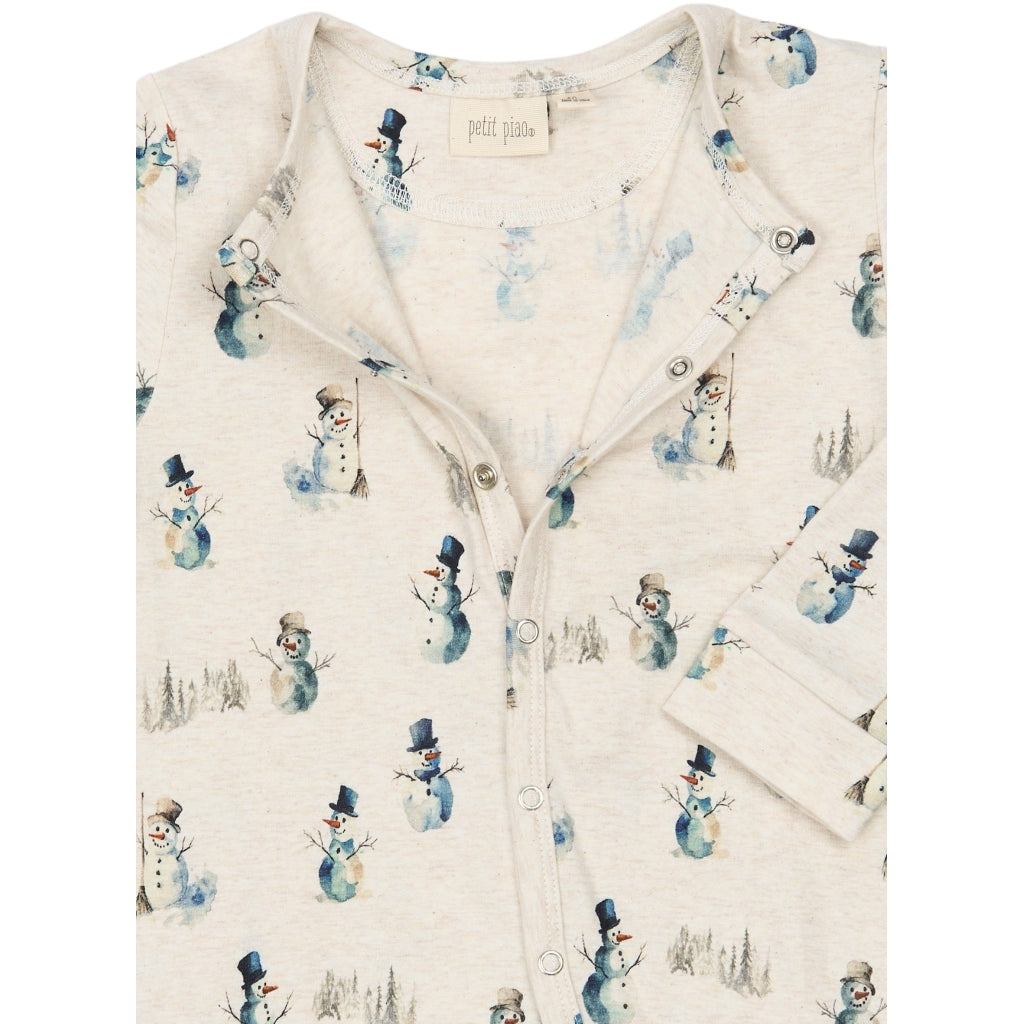 PETIT PIAO PPBlizz L_S Jumpsuit Heldragter Eggnog Melange Snowman AOP