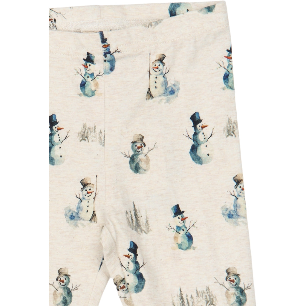 PETIT PIAO PPBlizz Leggings Leggings Eggnog Melange Snowman AOP