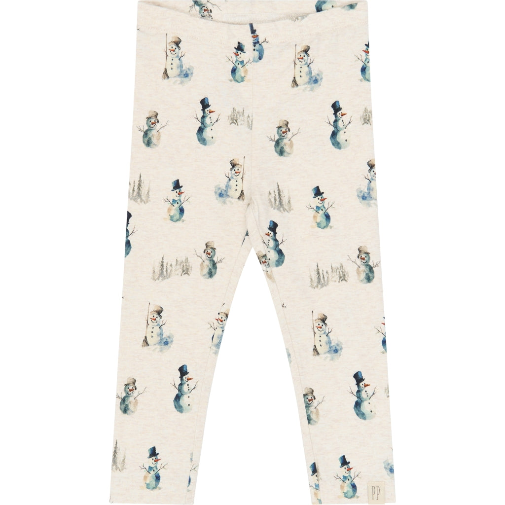 PETIT PIAO PPBlizz Leggings Leggings Eggnog Melange Snowman AOP