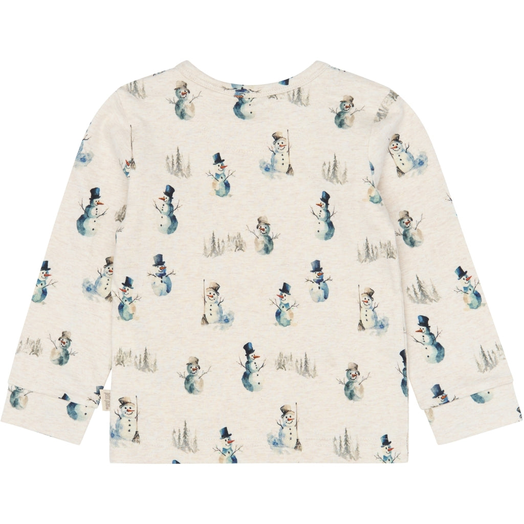 PETIT PIAO PPBlizz Night Set Langærmet bluse Eggnog Melange Snowman AOP