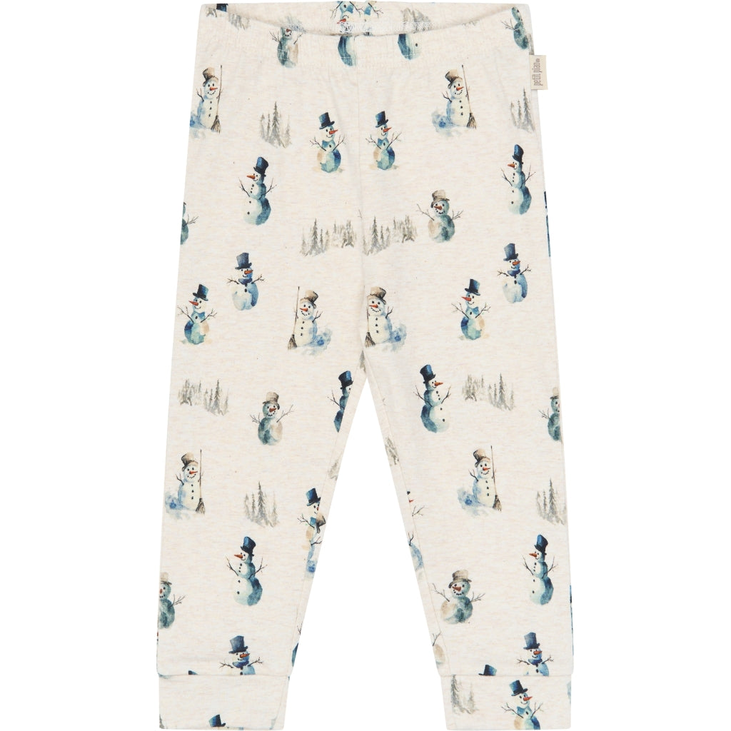 PETIT PIAO PPBlizz Night Set Langærmet bluse Eggnog Melange Snowman AOP