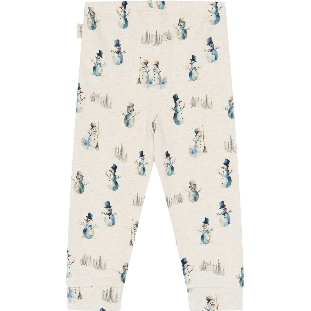 PETIT PIAO PPBlizz Night Set Langærmet bluse Eggnog Melange Snowman AOP