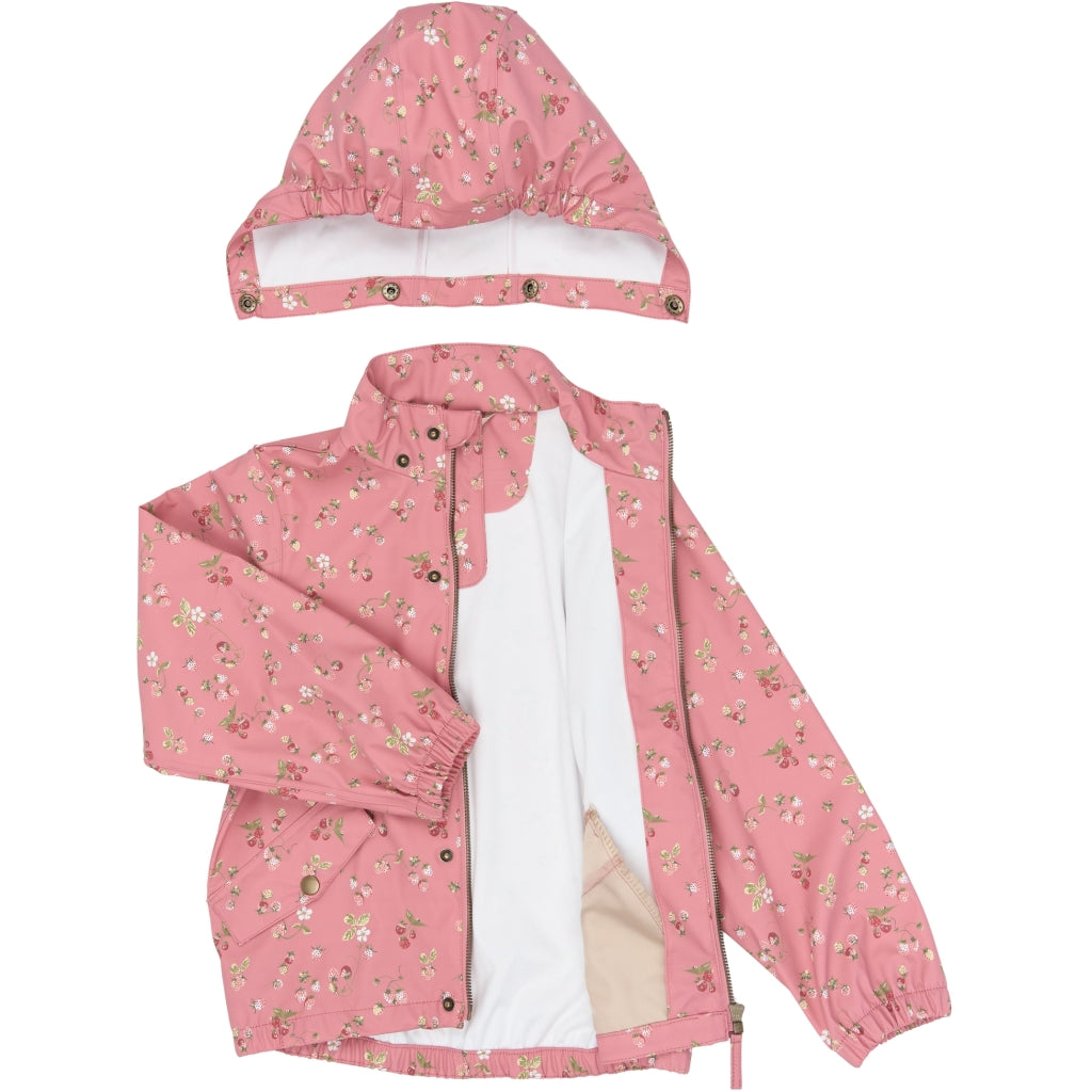 PETIT PIAO PPDai Rainwear Set Regntøj Dusty Rose Strawberry AOP