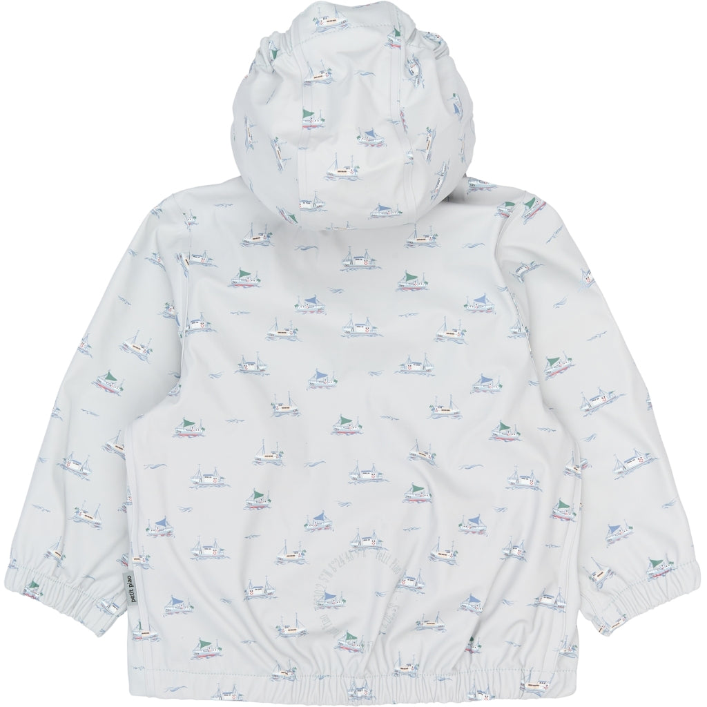 PETIT PIAO PPDai Rainwear Set Regntøj Pearl Blue Boat AOP