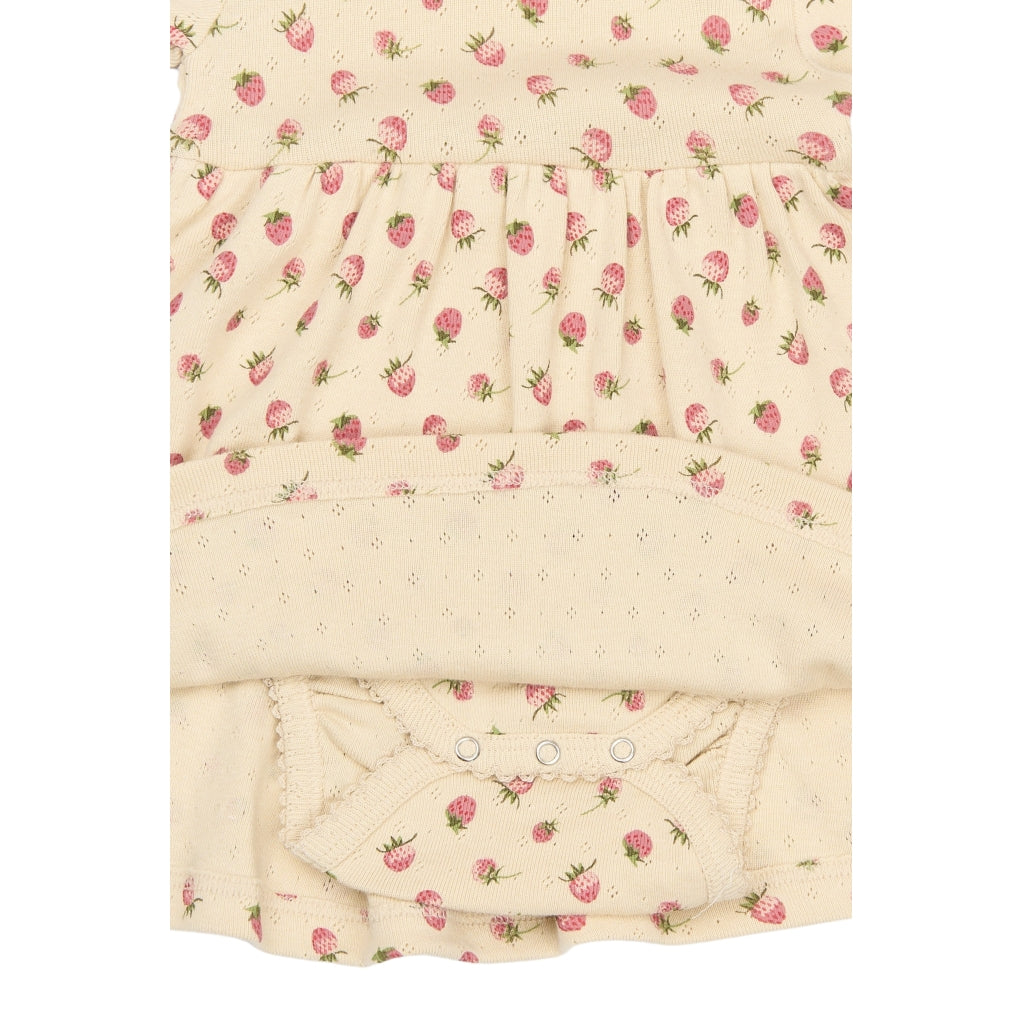 PETIT PIAO PPDea L_S Body Dress Fold NB Kjoler Fog Strawberry AOP