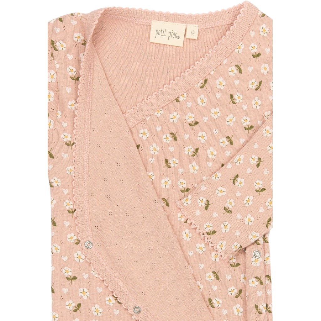 PETIT PIAO PPDea L_S Body Fold NB Bodystockings Misty Rose Flower AOP