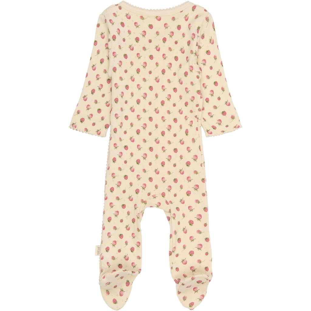 PETIT PIAO PPDea L_S Jumpsuit Fold Feet NB Heldragter Fog Strawberry AOP