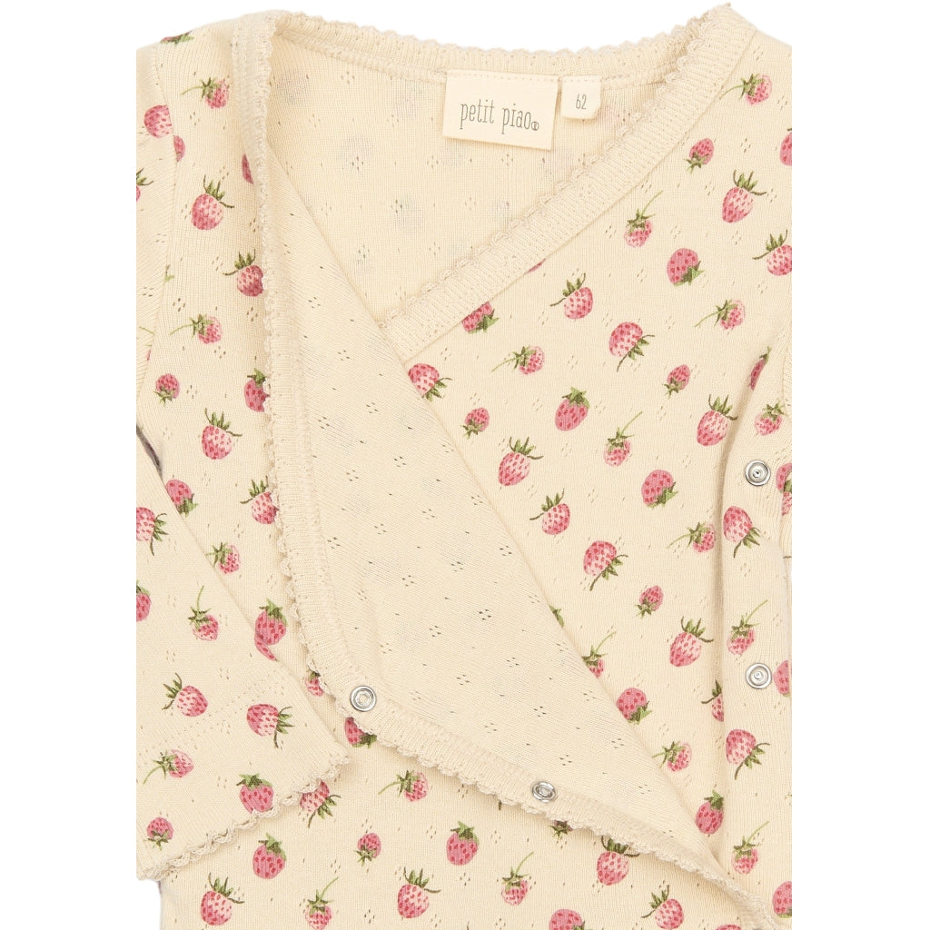 PETIT PIAO PPDea L_S Jumpsuit Fold Feet NB Heldragter Fog Strawberry AOP