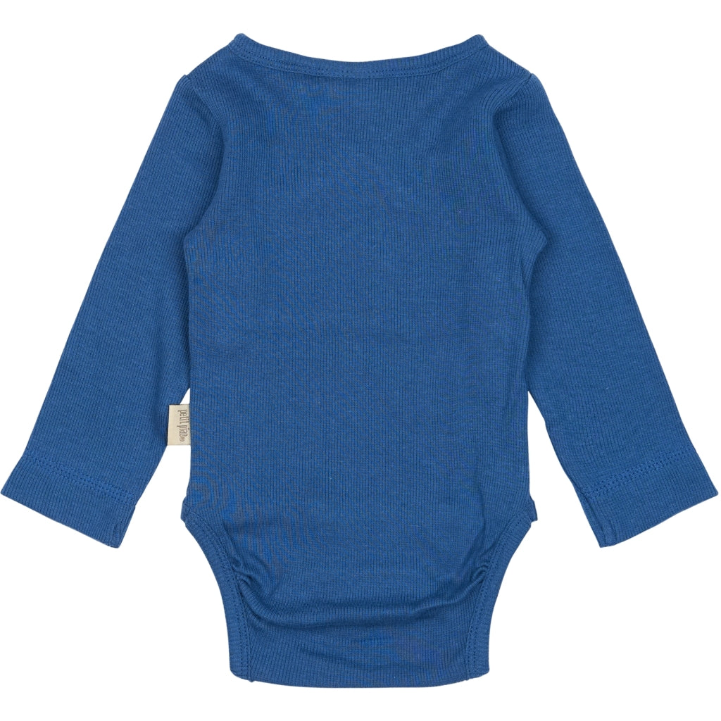 PETIT PIAO PPDi Body L/S fold over NB Bodystockings True Blue